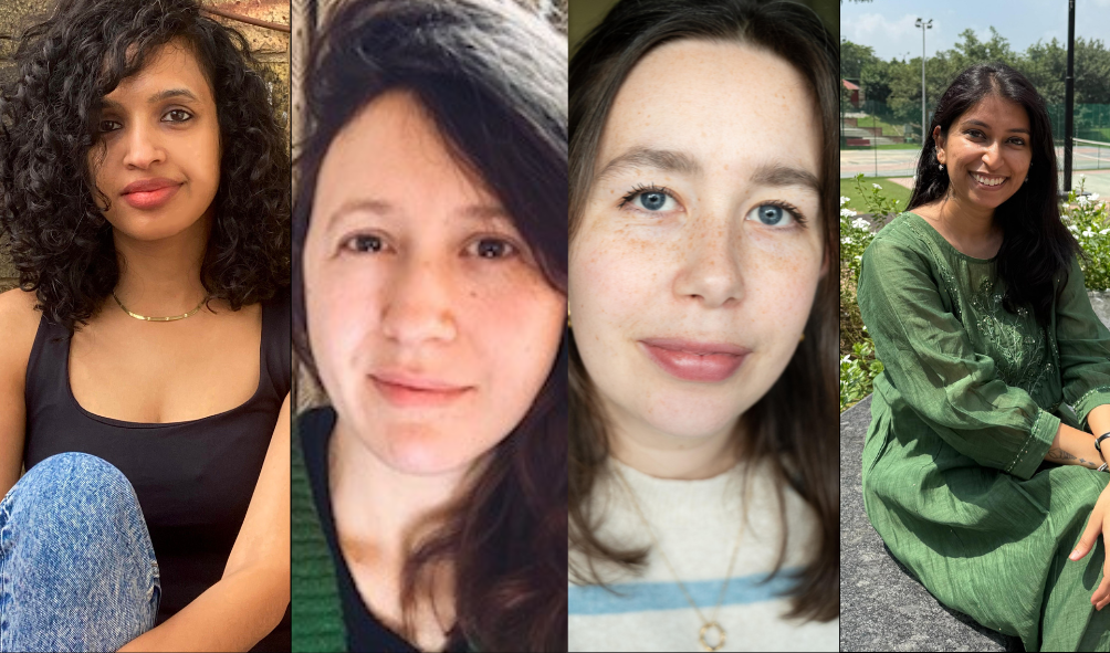 A side-by-side collage of headshots featuring four diverse women looking towards the camera.
