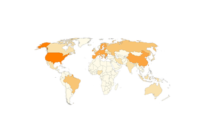 Map of country warming