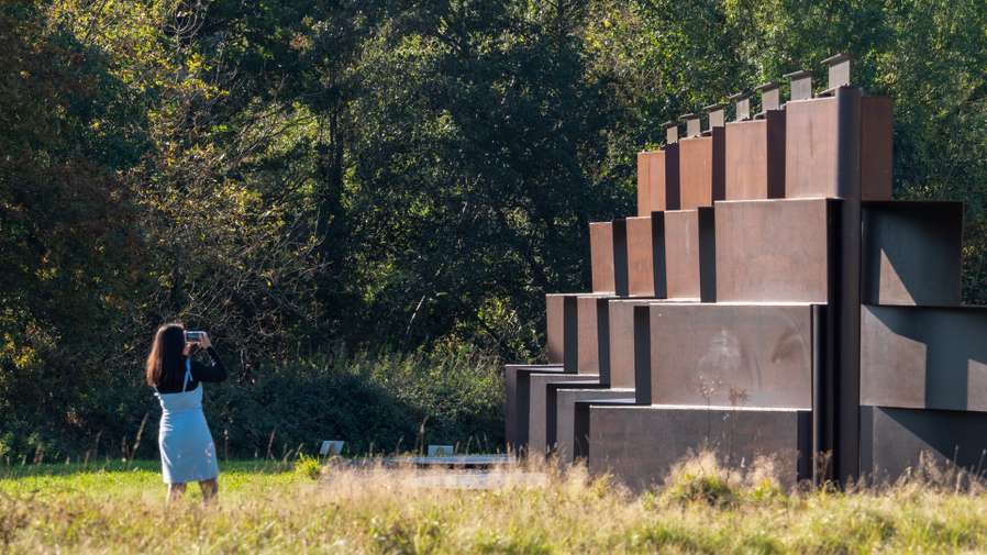 Image of Sir Antony Caro's Goodwood Steps sculpture in the grounds of the Sainsbury Centre Sculpture Park
