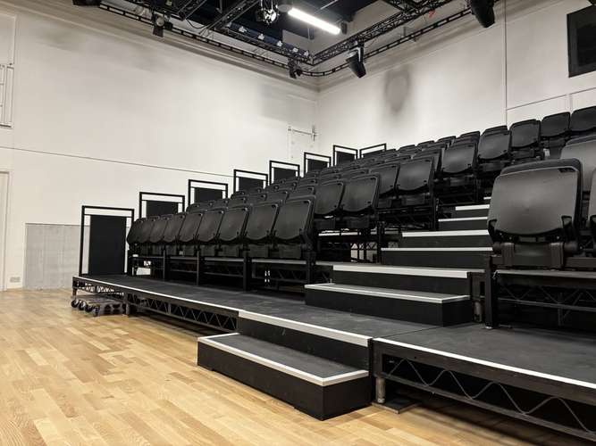 A photo of the seating in the UEA Drama Studio.