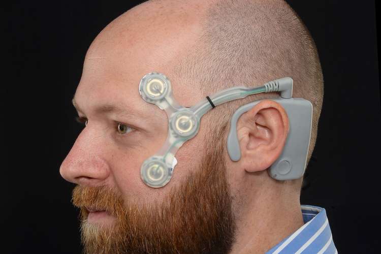 John Phillips wearing the CAVA device