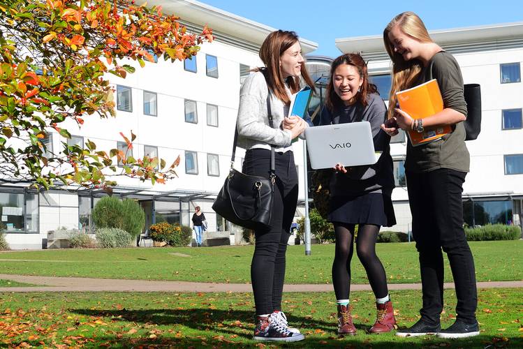 Students socialising outside accommodation
