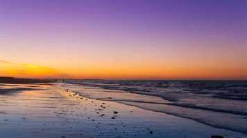 The beach at sunset