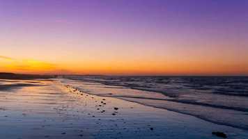 Norfolk beach at sunset