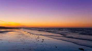 Norfolk beach at sunset