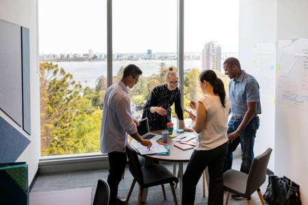 Health professionals in meeting