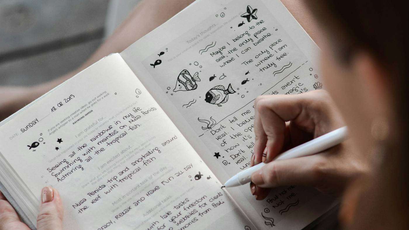 Somebody writing in their journal.