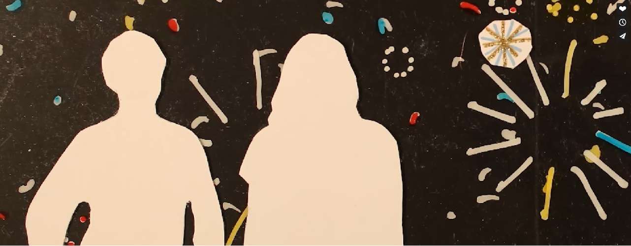 silhouette of two people