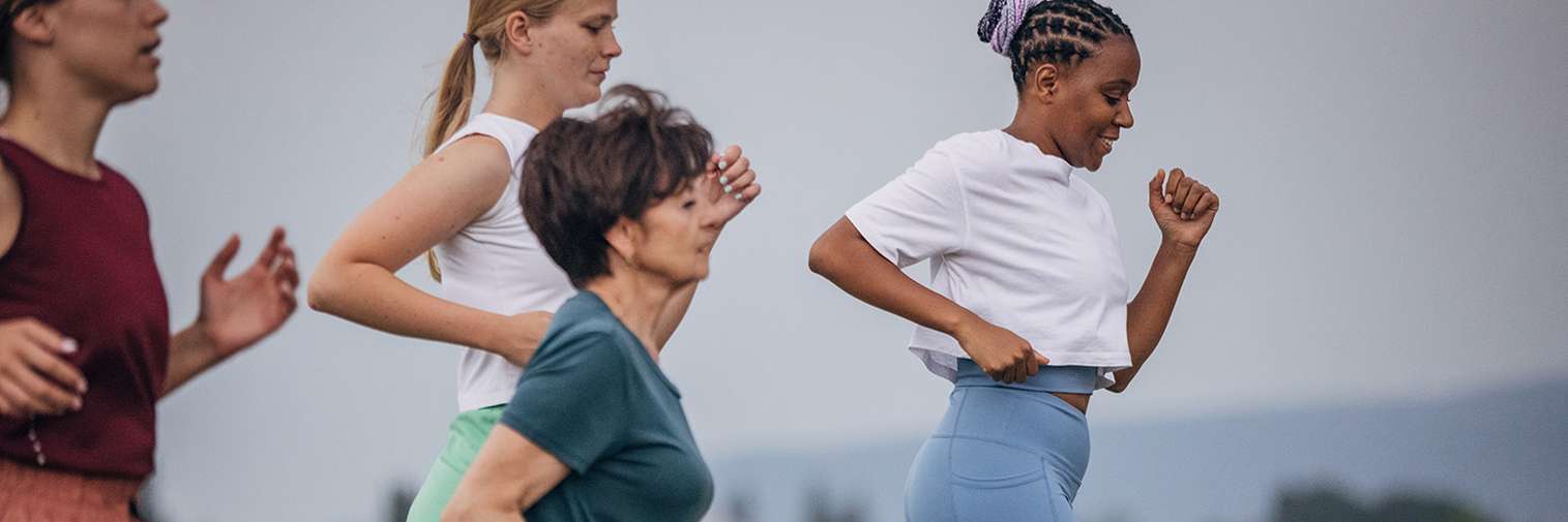 A group of women running.