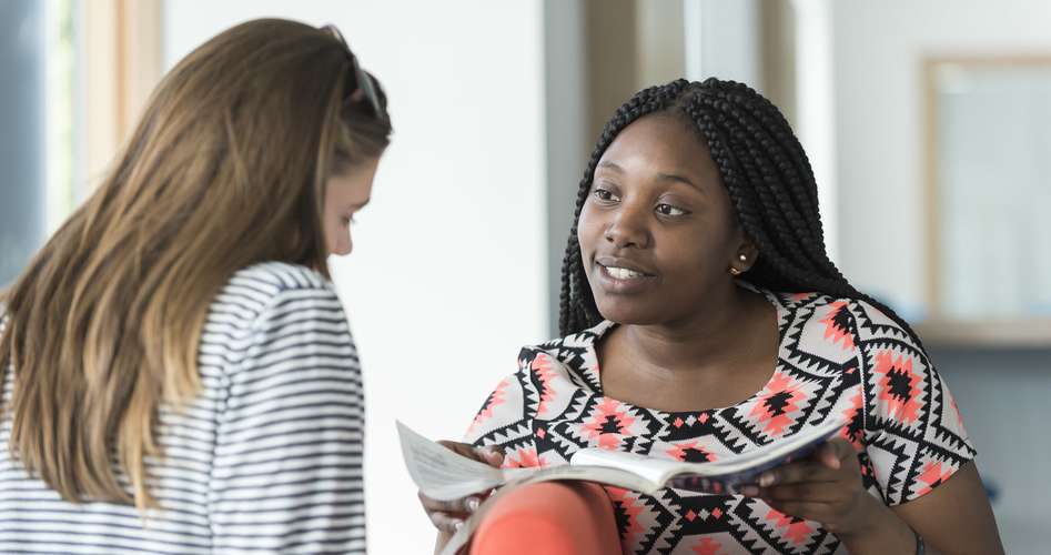 Students studying in breakout area