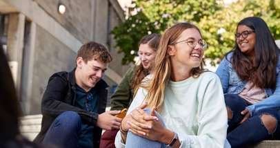 UEA international students in the campus square