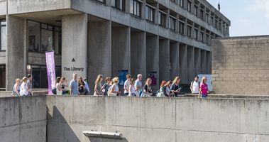 campus tour around the library