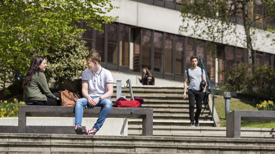 alt="UEA Students in the Square on campus"