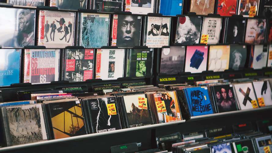 albums in music shop