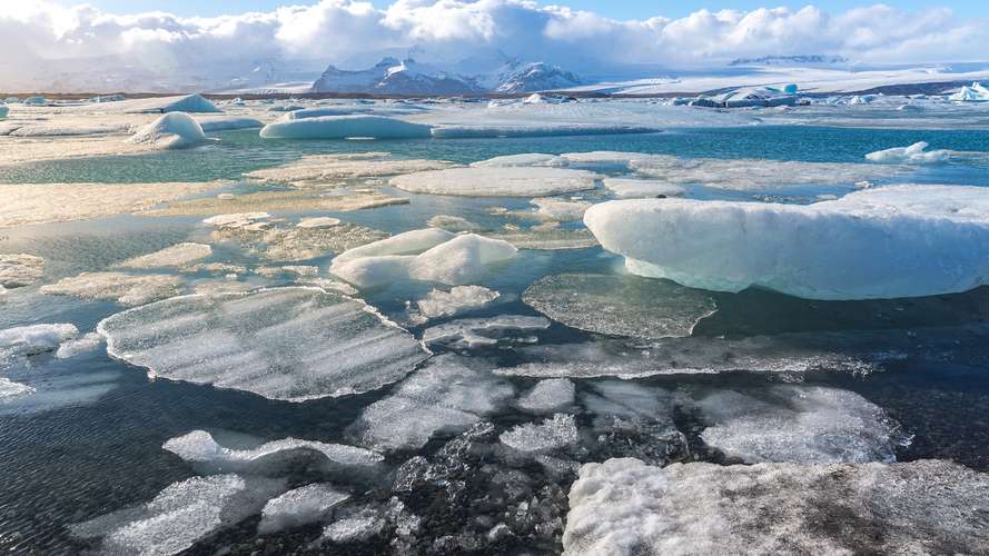Ice and icebergs in the ocean