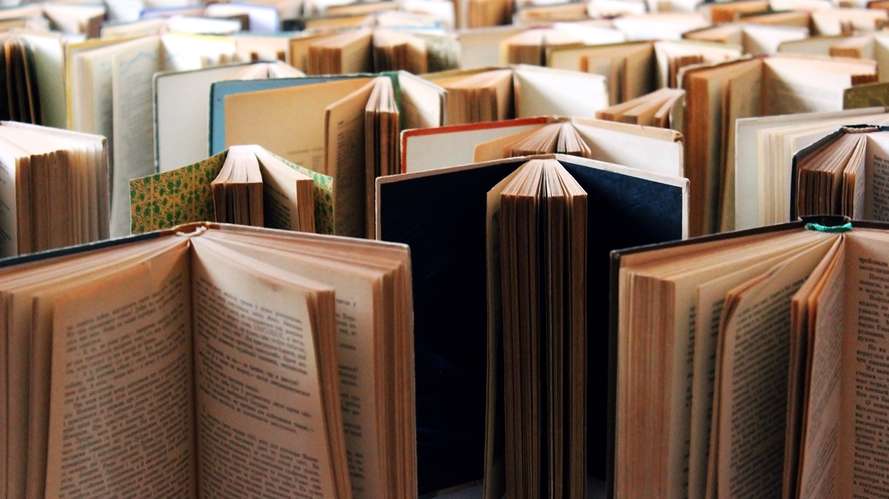 Old books lined up