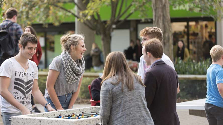 Students hanging out on the Street on UEA Campus