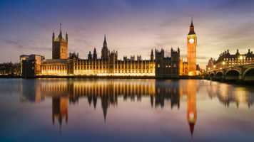 Houses of Parliament reflected in the River Thames