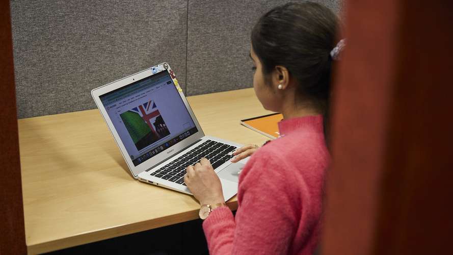 Woman using laptop computer