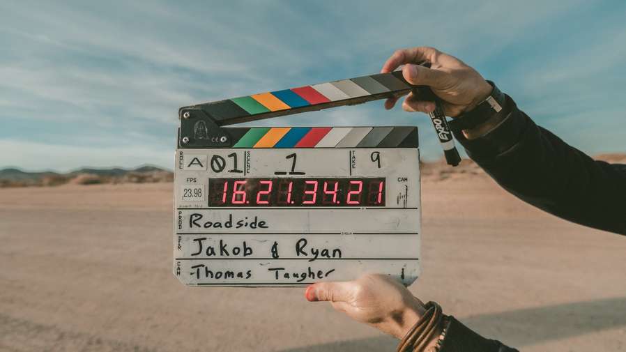 Clapperboard at the beach