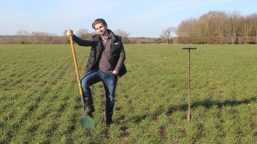 Sam Keenor in a field