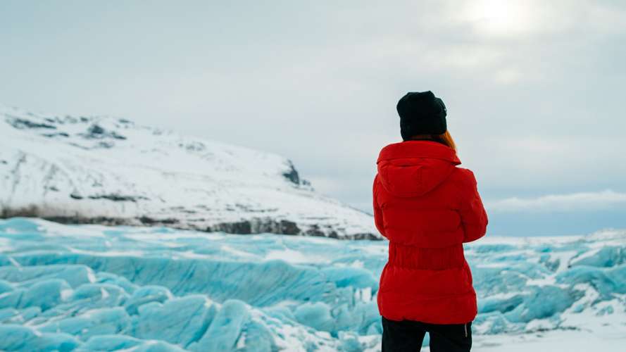woman on glacier