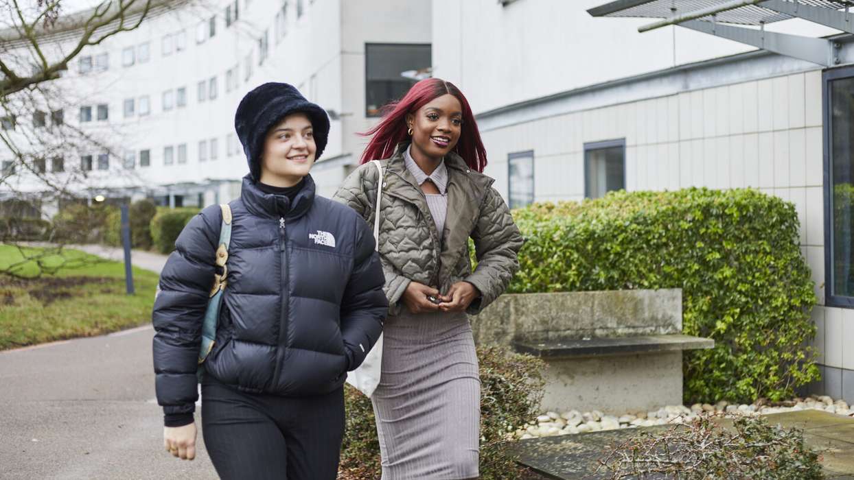 Students walking on campus