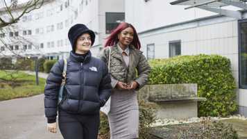 Students walking on campus