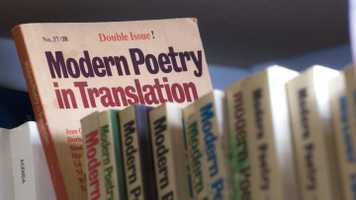 Modern Poetry in Translation books on a shelf