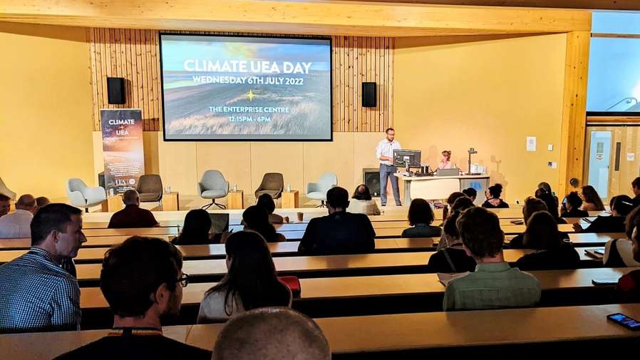 Climate UEA Day presentation in lecture theatre