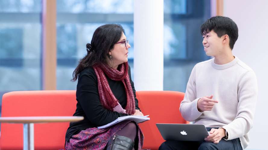 Two people in conversation