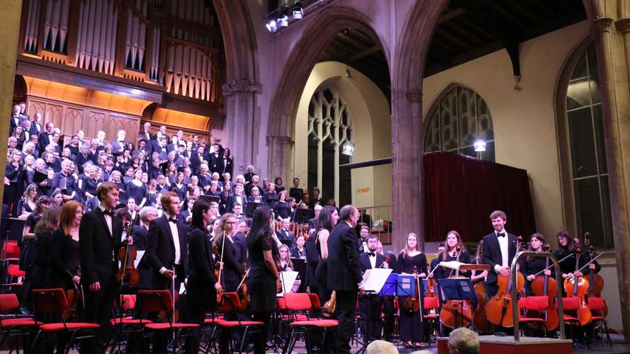 Orchestra on stage at UEA Music Centre