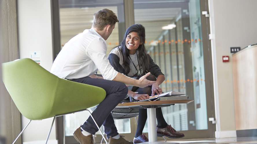 research student talking to supervisor
