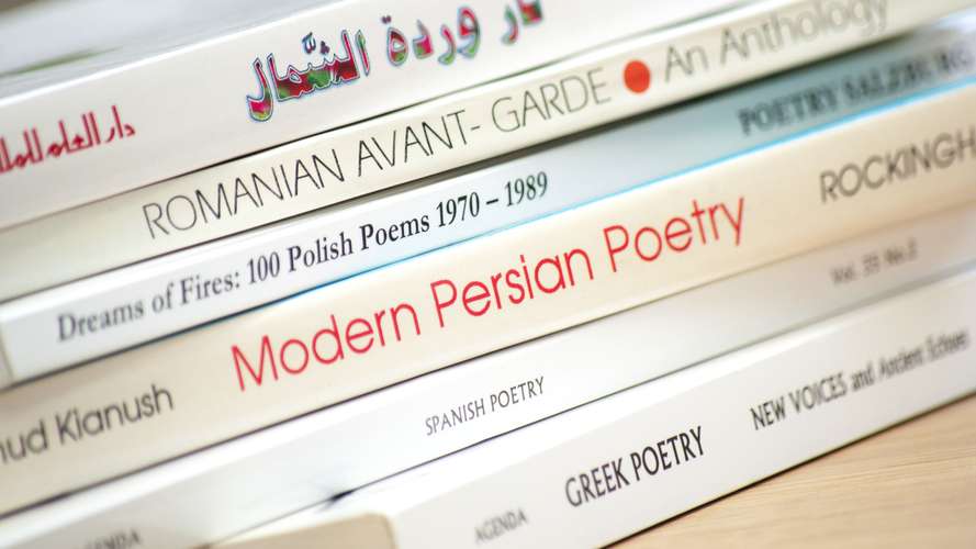 Pile of books translated from various languages