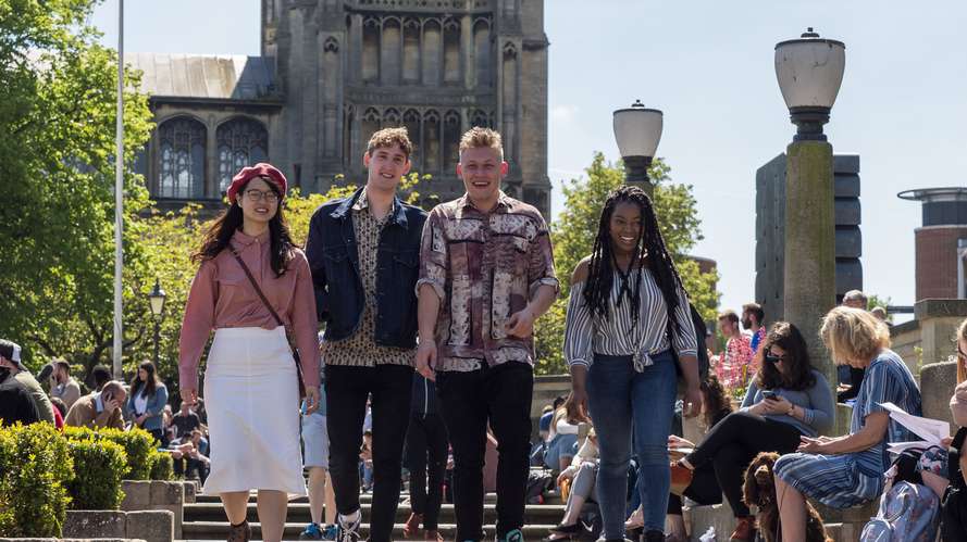 International students walking in the City Centre