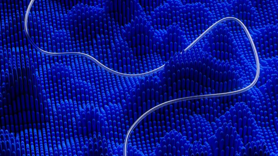 Glass pipe through blue graph