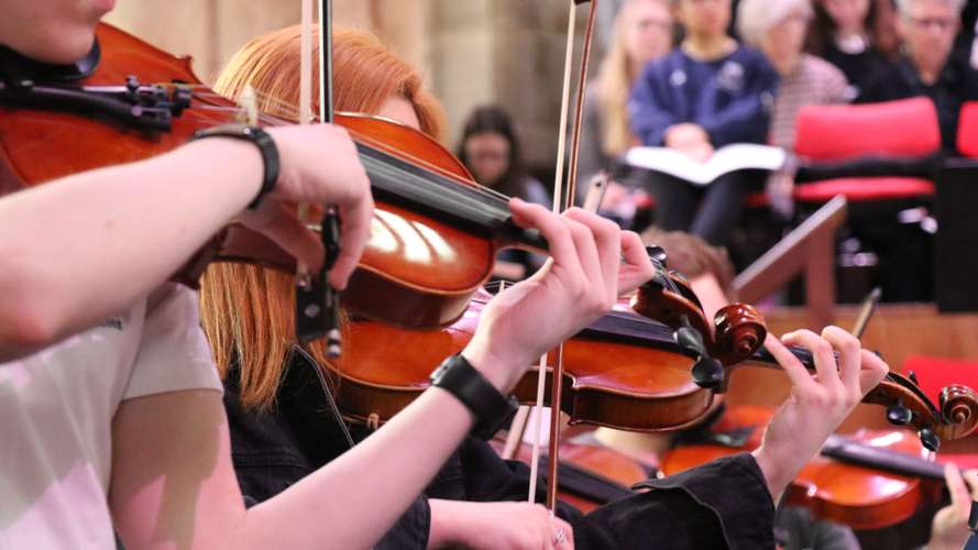 Violinists performing at UEA Music Centre