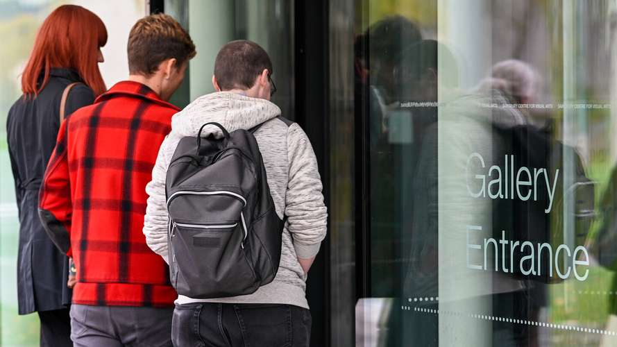 People entering the Sainsbury Centre