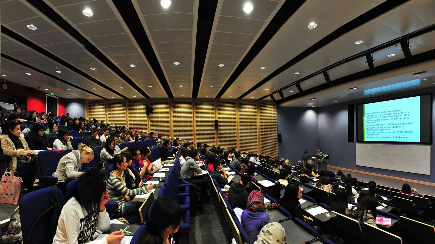 Students in a lecture in Thomas Paine Study Centre Lecture Theatre on UEA campus