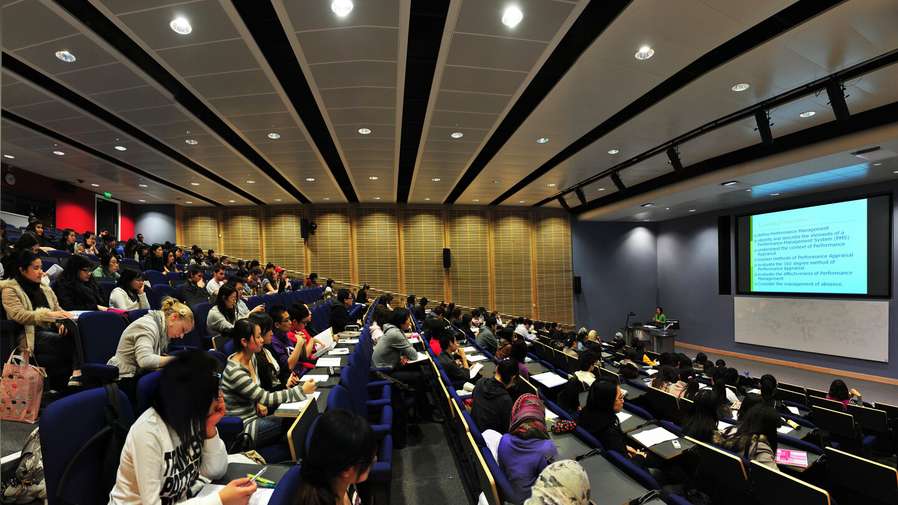 Students in a lecture in Thomas Paine Study Centre Lecture Theatre on UEA campus