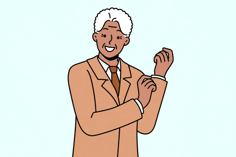 Illustration of a man of colour wearing a brown suit