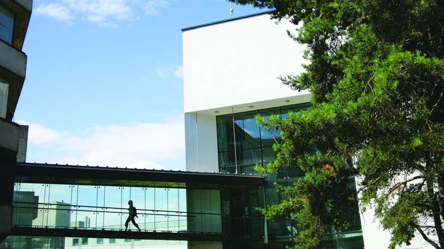 ZICER building with glass bridge