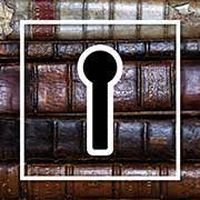 Unlocking the Archives key icon on top of stack of book spines