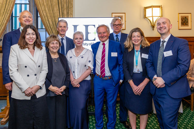Group photo From L to R: Jerome Mayhew MP, Alice Macdonald MP, Dame Jenny Abramsky, UEA Vice-Chancellor Prof David Maguire, Karin Smyth MP (SOC84) Minister of State for Health, Alan Boswell Executive Chairman of the Alan Boswell Group, Prof Colin Cooper, Karen Vincent, Chief Executive, Big C Cancer Charity and Ben Goldsborough MP.