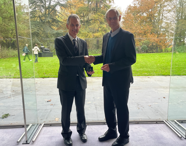 Vice-Chancellor Professor David Maguire and Professor Jonathan Knowles standing together.