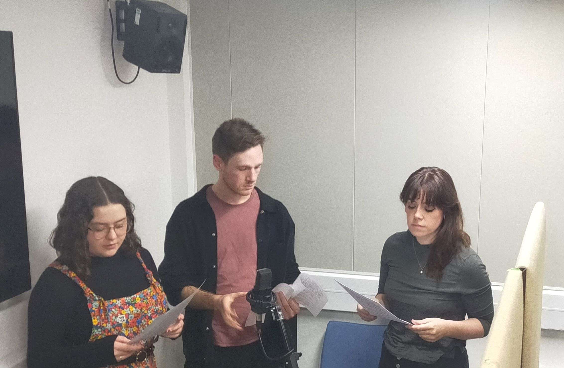 L-R: Katie Smith, Joe Kirk and Immi Lea during the recording process for the Gloucester animation (credit: Mike Bernardin)