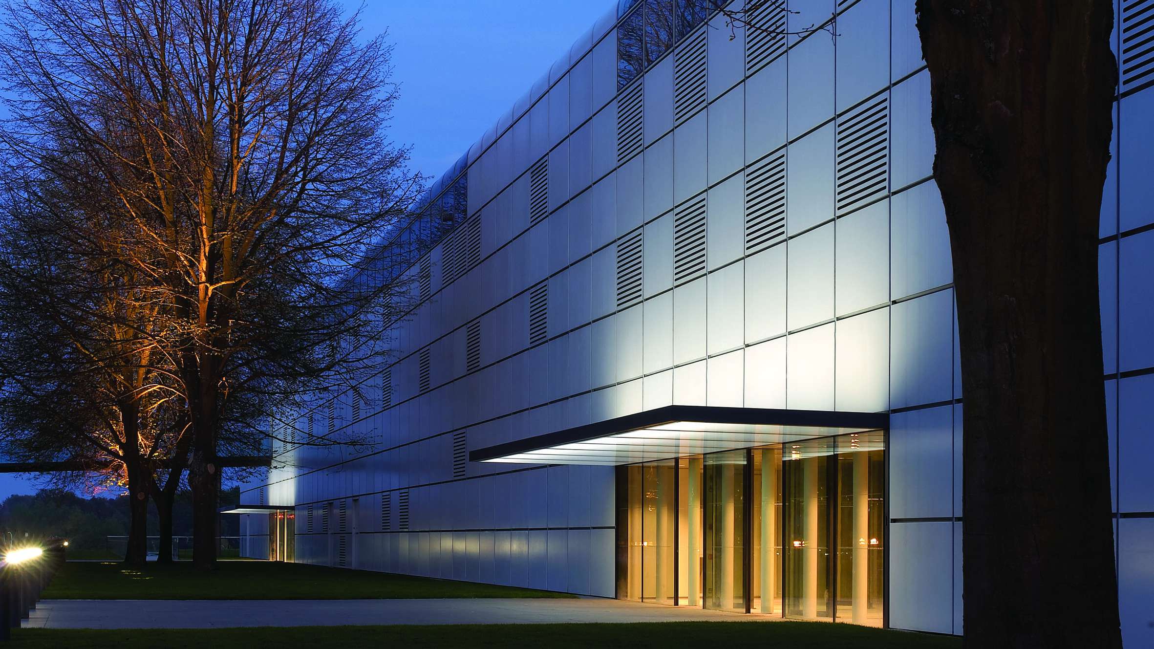 Sainsbury Centre in the evening
