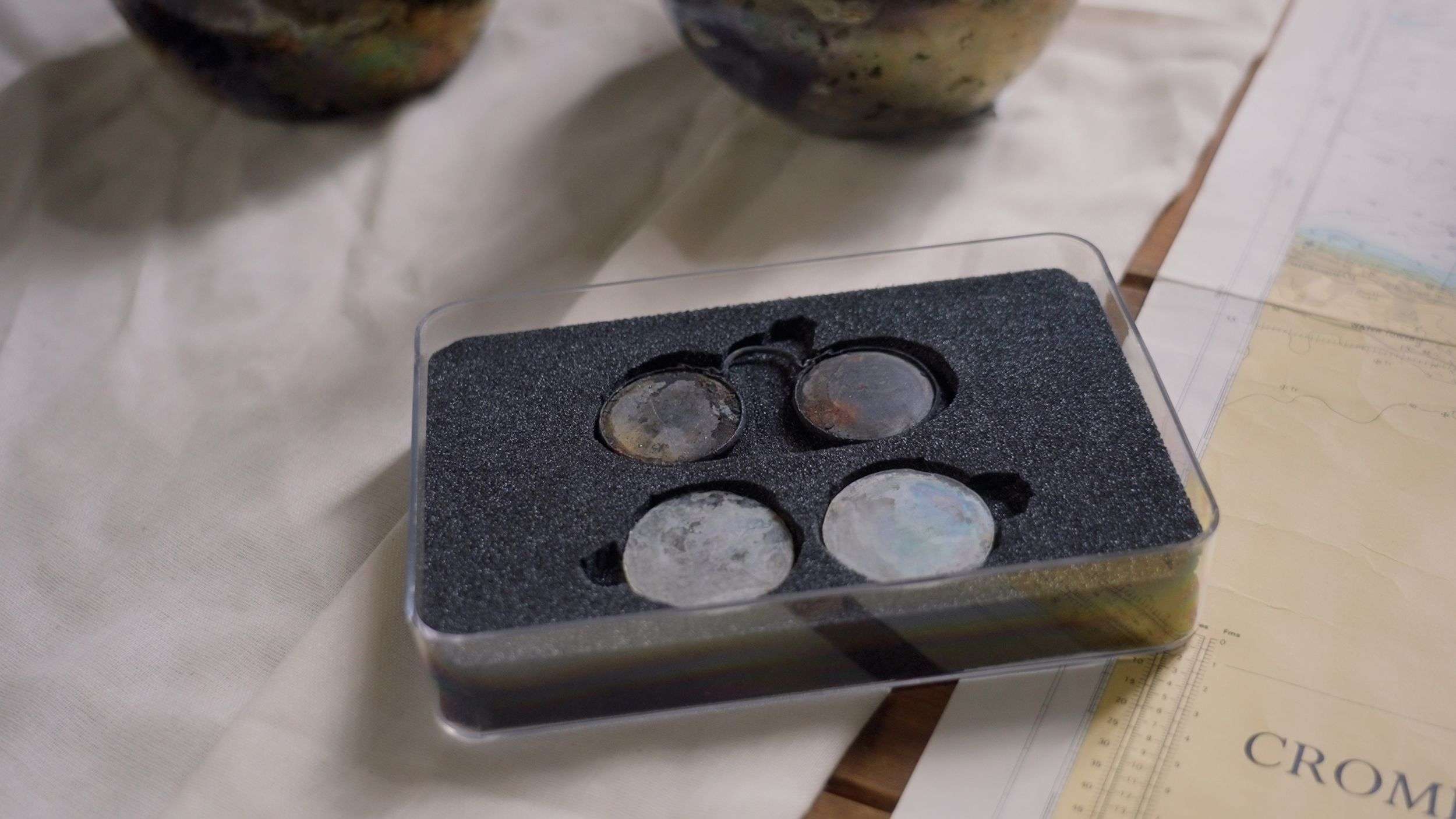 Seventeenth century spectacles in a protective case.