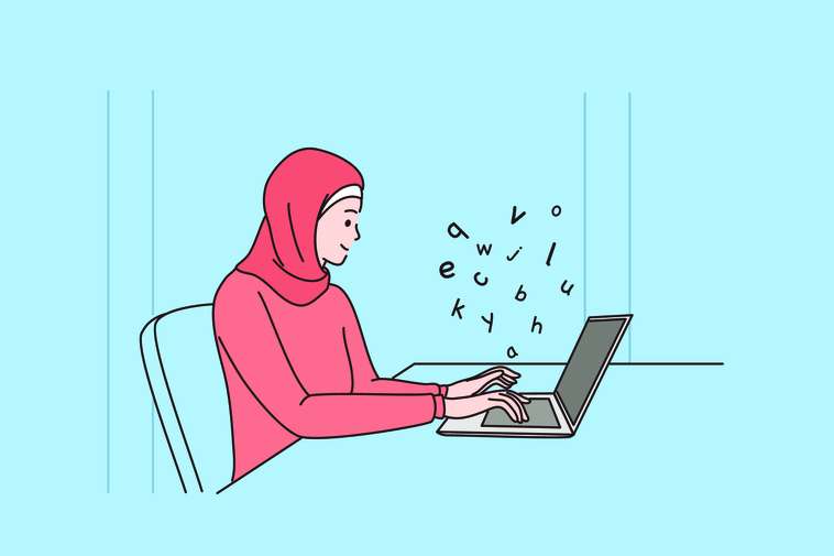 lady typing on computer