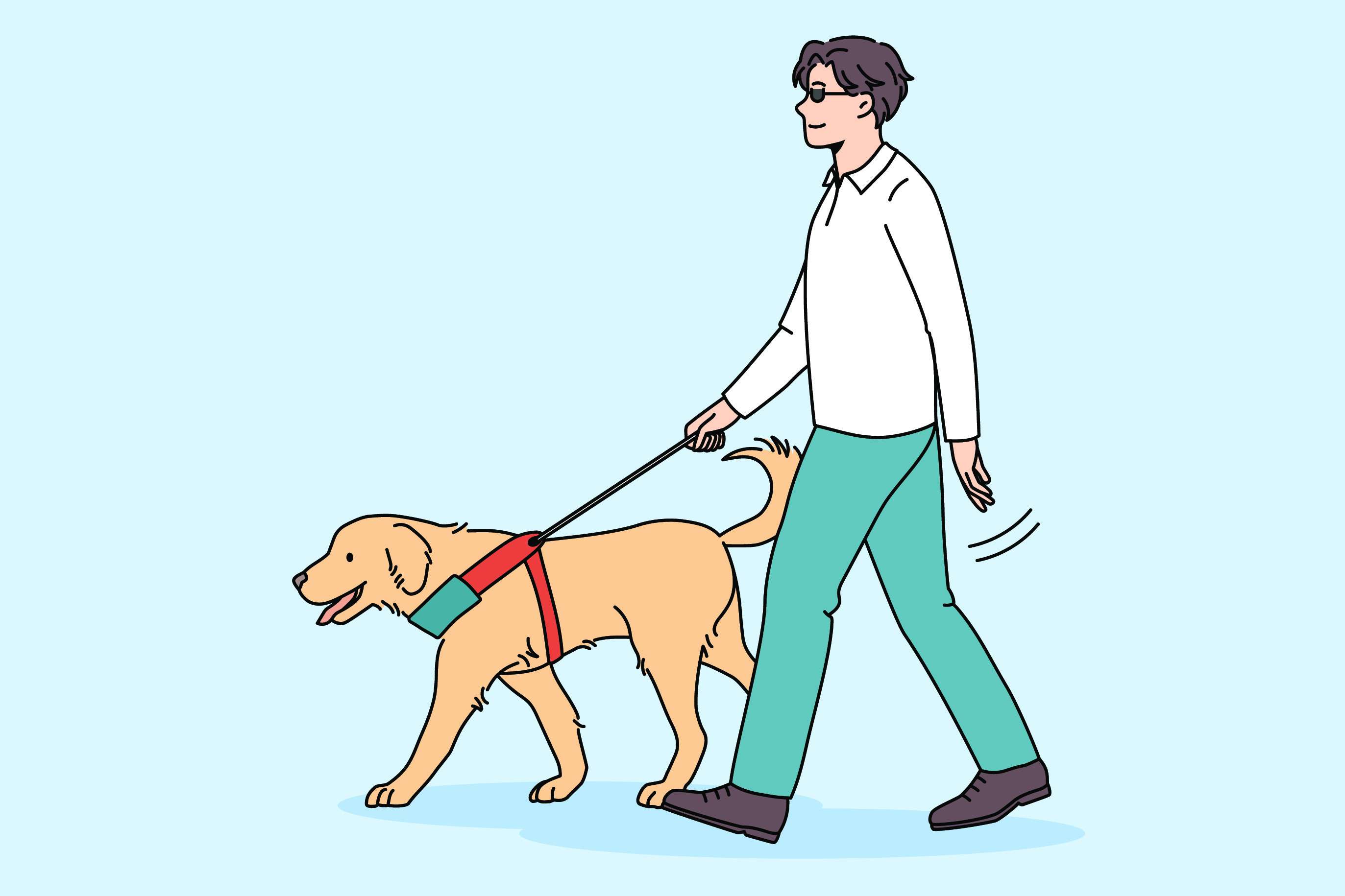 man using guide dog